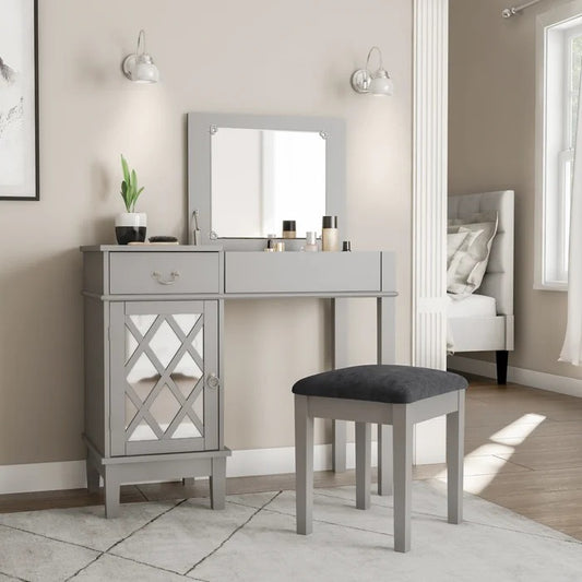 Dressing Table: 36'' Wide Vanity Set with Stool and Mirror
