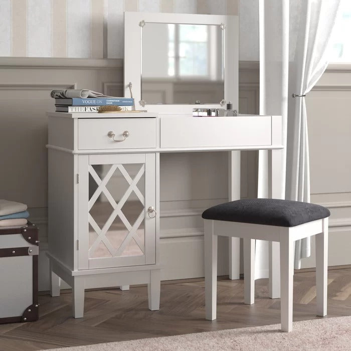 Dressing Table: 36'' Wide Vanity Set with Stool and Mirror