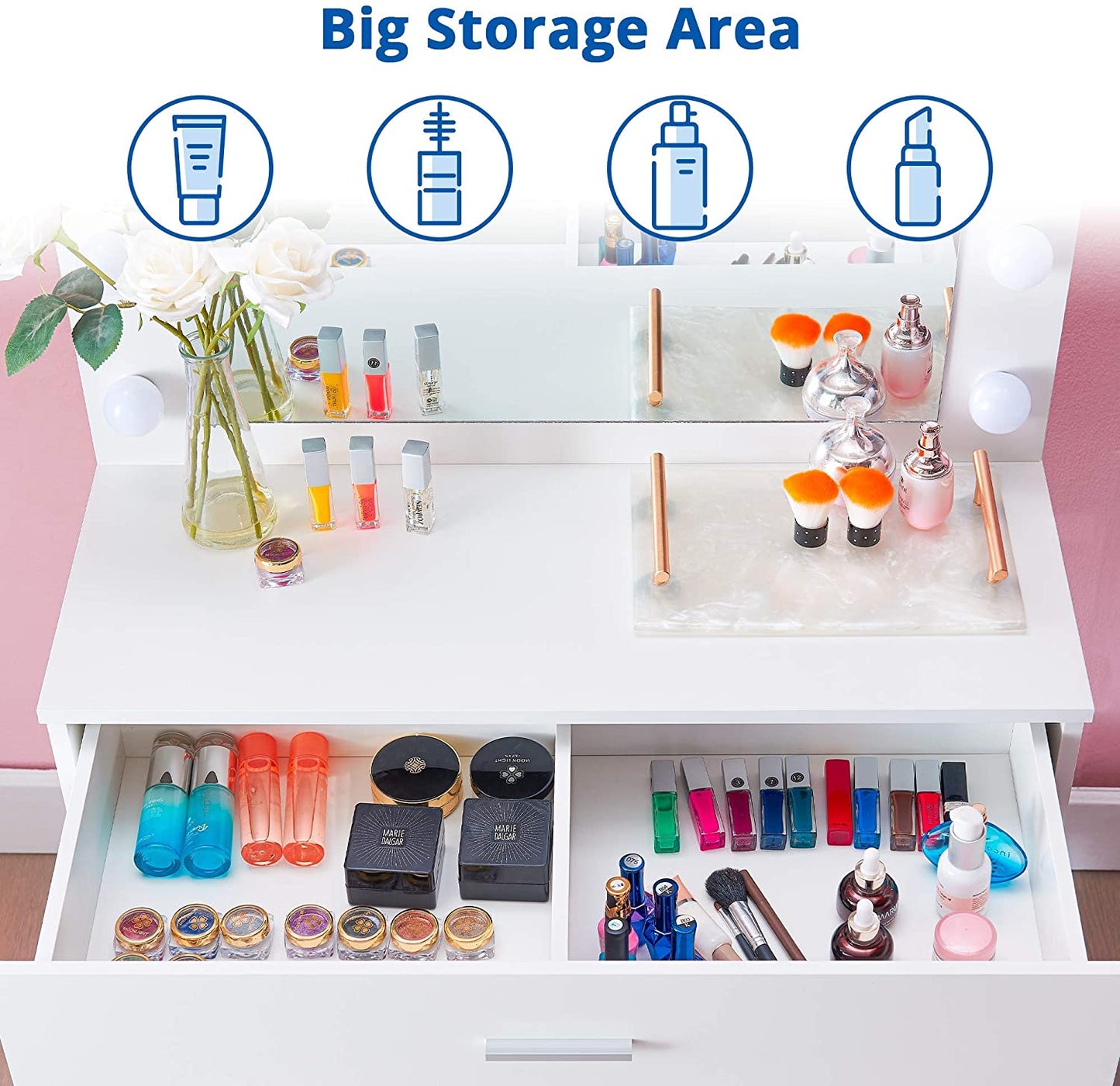 Dressing Table: 3 Color Lighting Modes Dressing Table