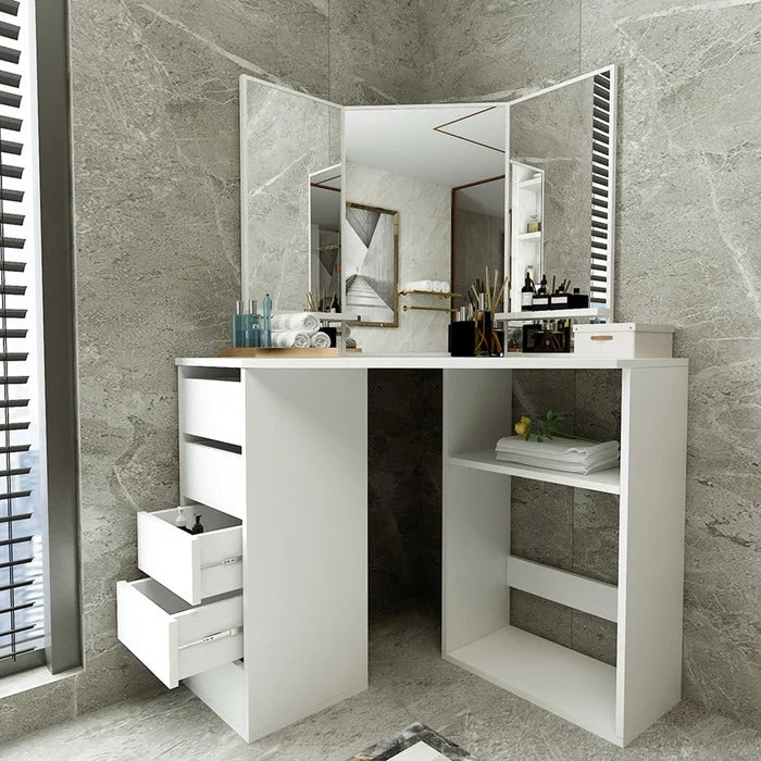 Dressing Table: 43.3'' Wide Vanity with Mirror