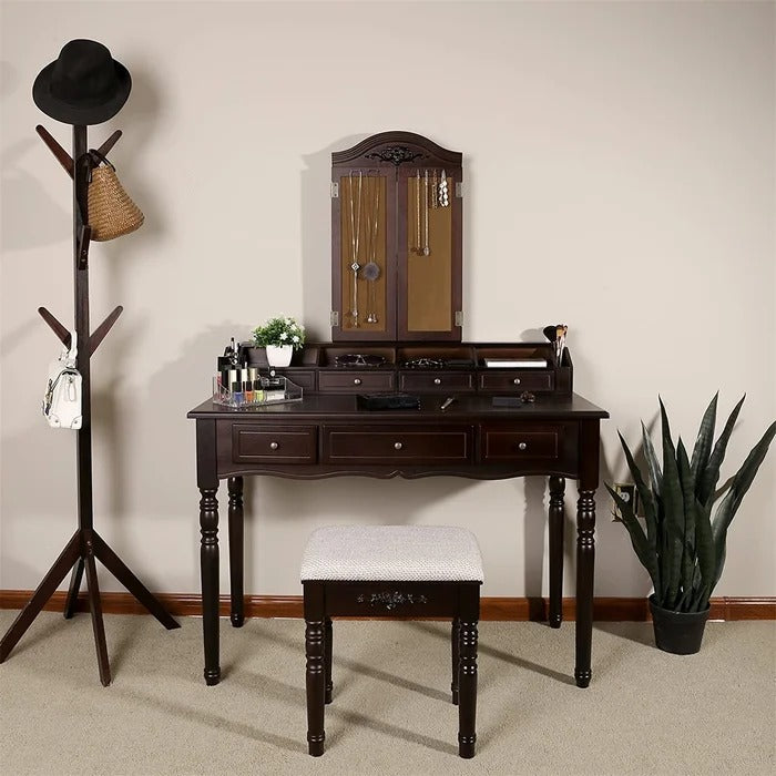 Dressing Table: 43'' Wide Vanity Set with Stool and Mirror