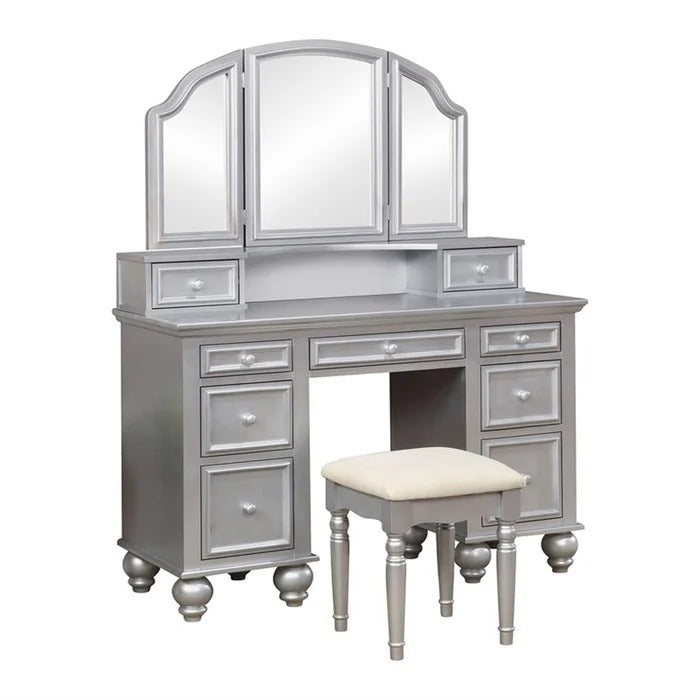 Dressing Table: 47.25'' Wide Vanity Set with Stool and Mirror
