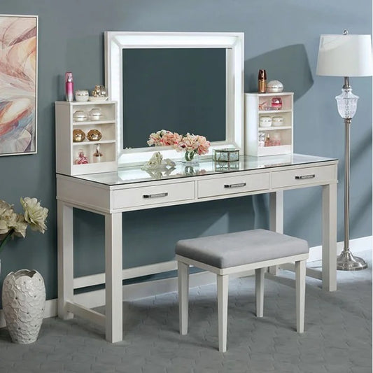 Dressing Table: 60'' Wide Vanity Set with Stool and Mirror