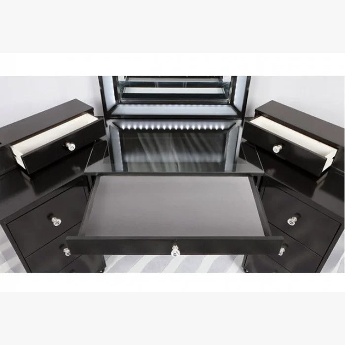Dressing Table: 74.38'' Wide Vanity Set with Stool and Mirror