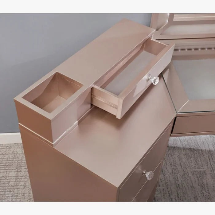 Dressing Table: 74.38'' Wide Vanity Set with Stool and Mirror