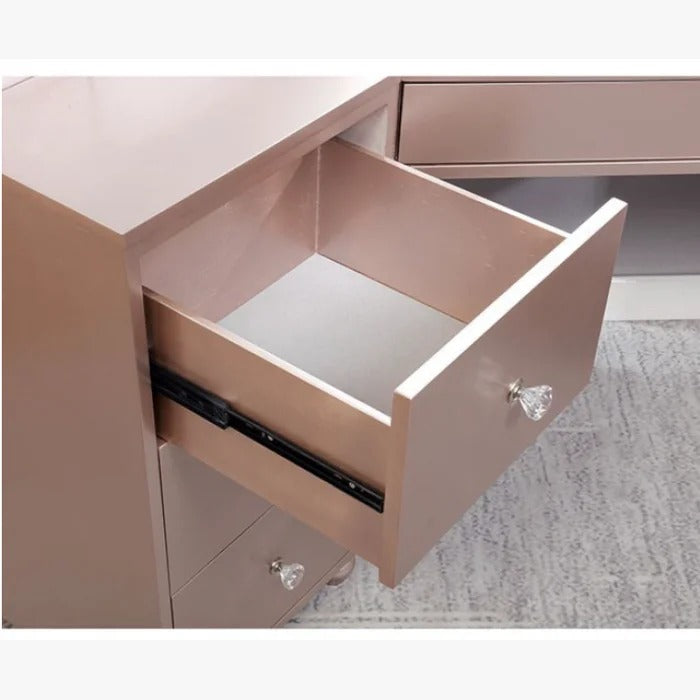 Dressing Table: 74.38'' Wide Vanity Set with Stool and Mirror