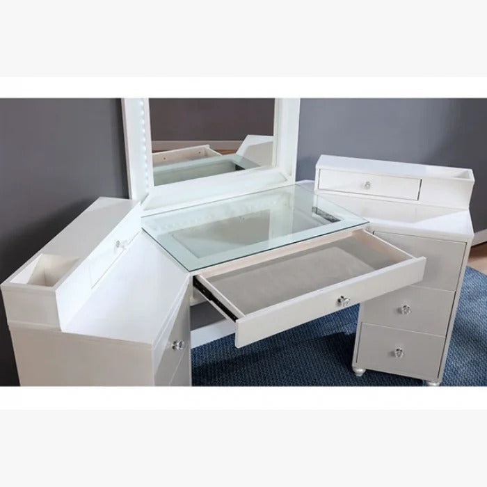 Dressing Table: 74.38'' Wide Vanity Set with Stool and Mirror