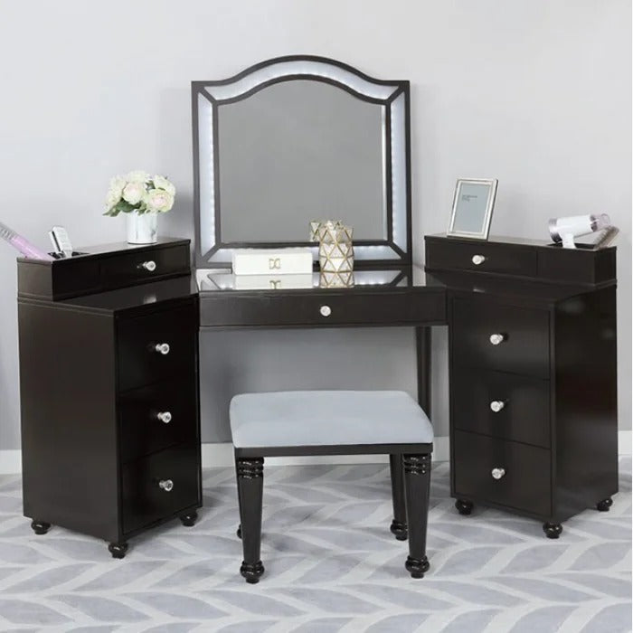 Dressing Table: 74.38'' Wide Vanity Set with Stool and Mirror