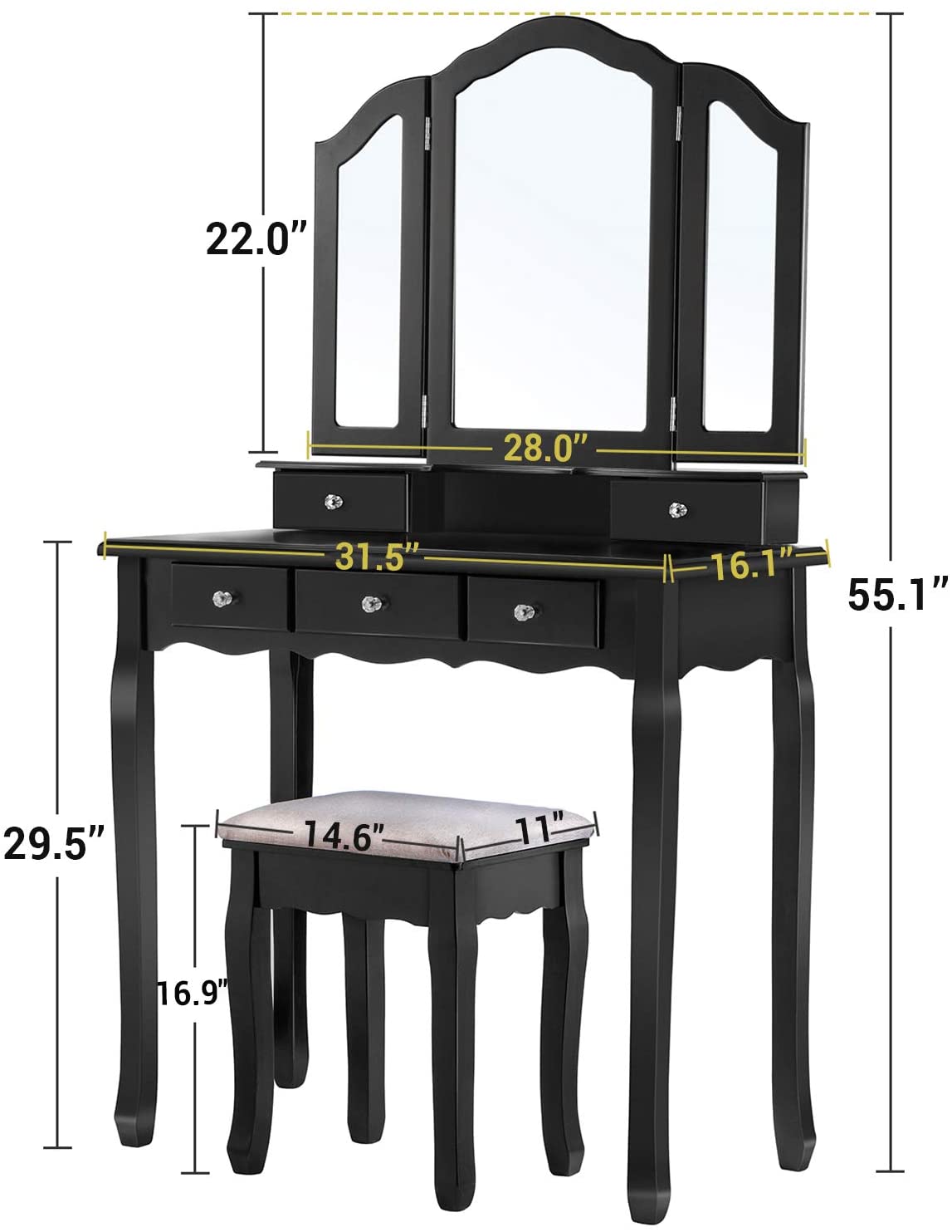 Dressing Table: Black Dressing Table