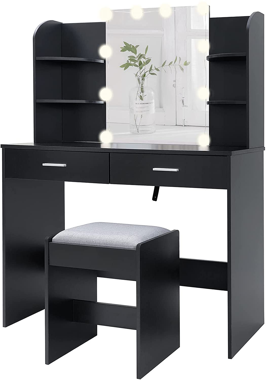 Dressing Table: Black, Brown, White Dressing Table