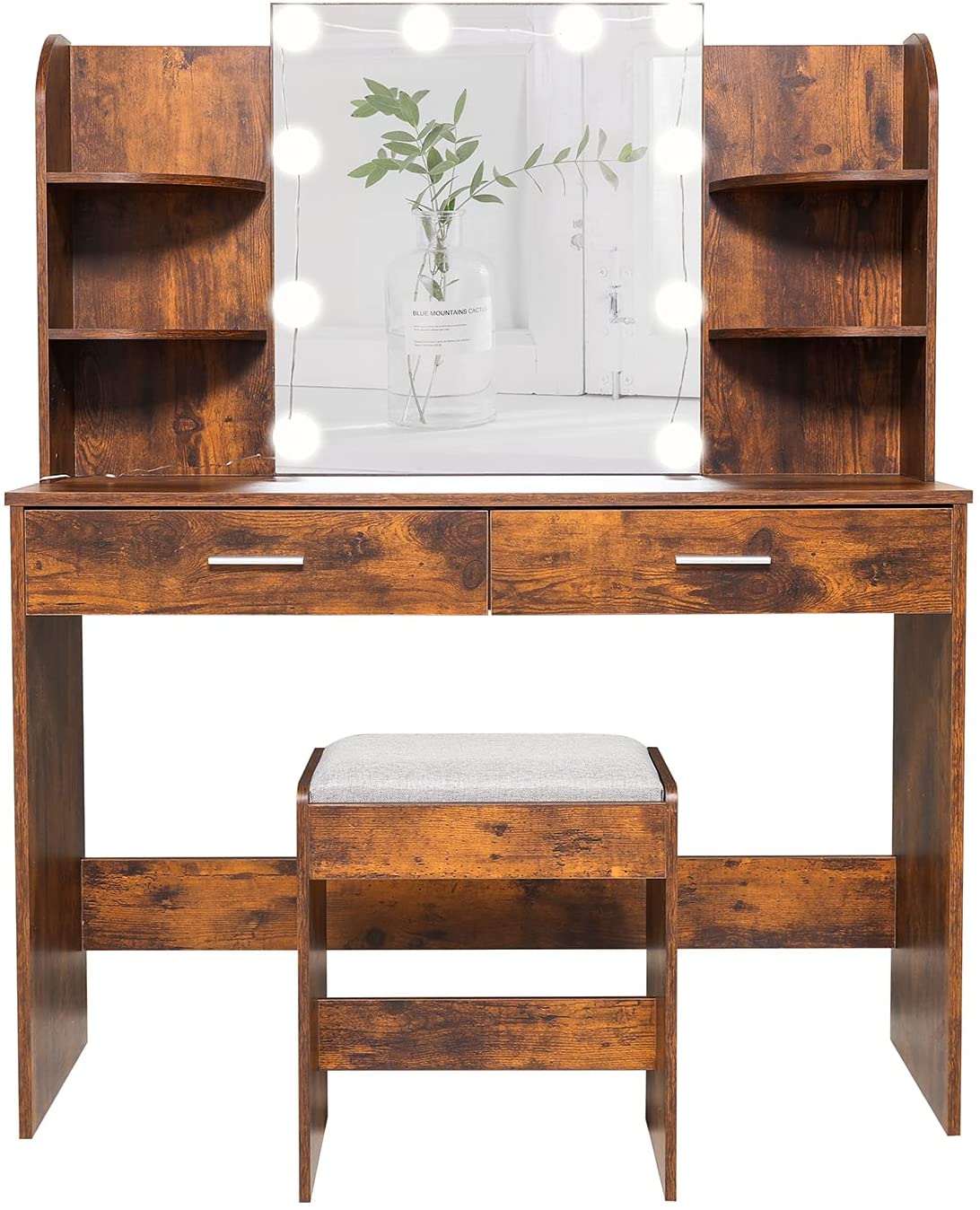 Dressing Table: Black, Brown, White Dressing Table
