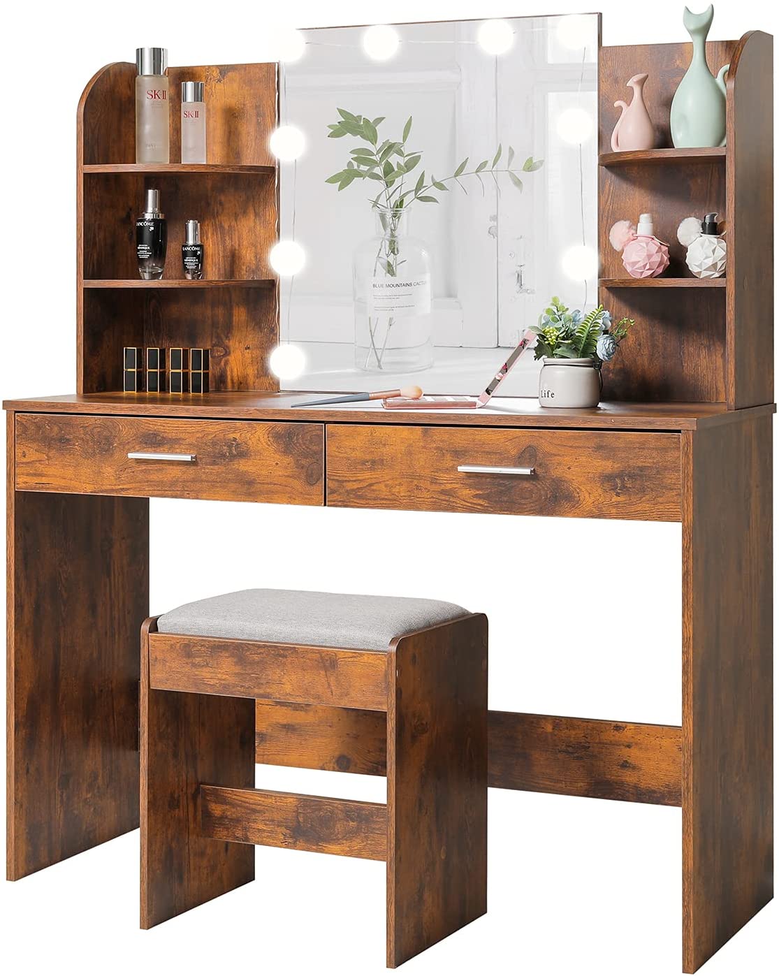 Dressing Table: Black, Brown, White Dressing Table