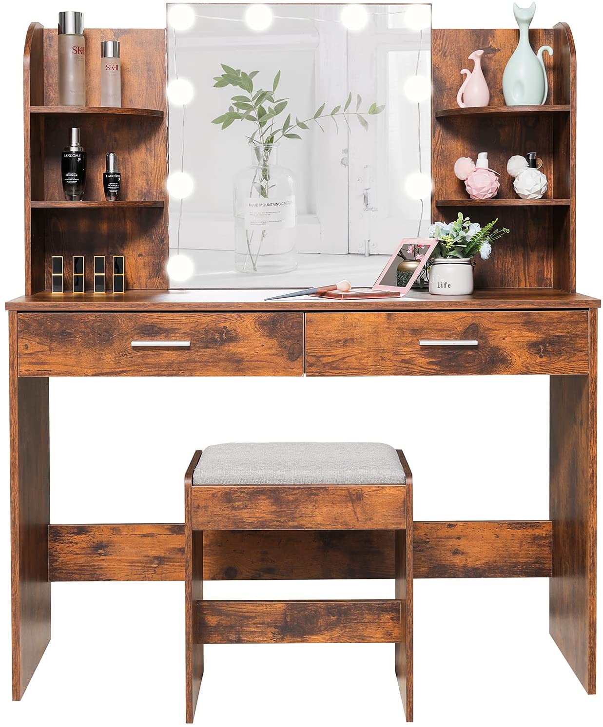 Dressing Table: Black, Brown, White Dressing Table