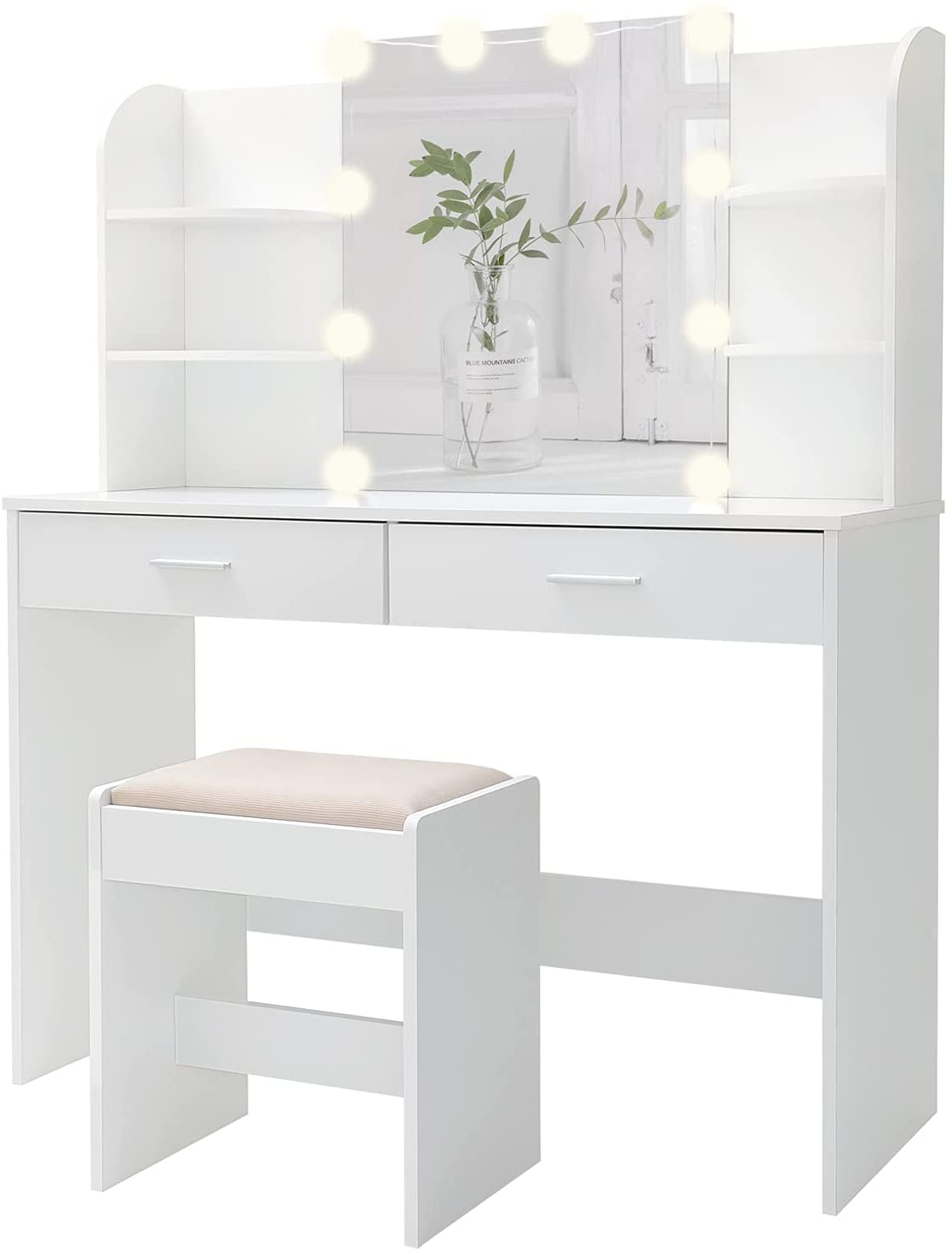 Dressing Table: Black, Brown, White Dressing Table
