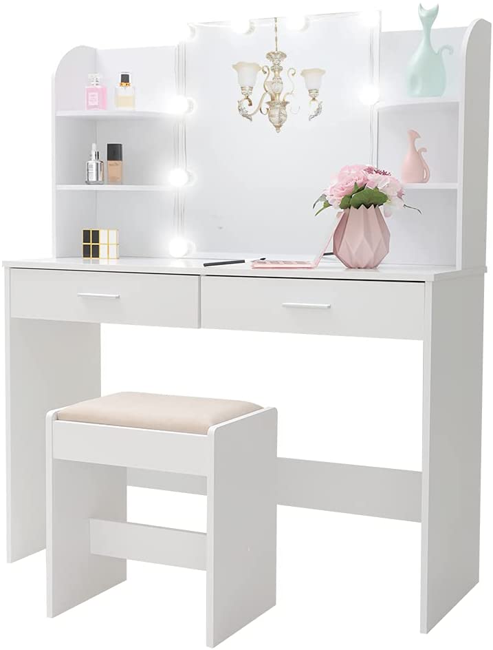 Dressing Table: Black, Brown, White Dressing Table