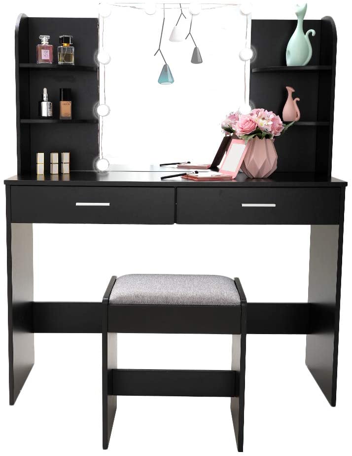 Dressing Table: Black, Brown, White Dressing Table