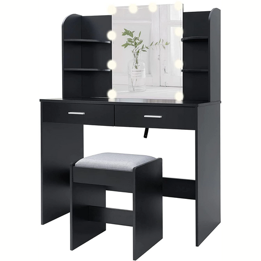 Dressing Table: Black, Brown, White Dressing Table