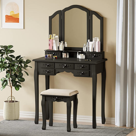 Dressing Table  Dresser Desk for Women Girls (Black)
