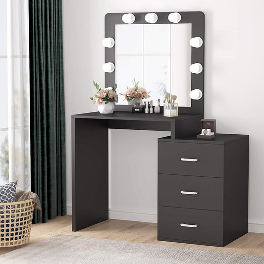 Dressing Table: Dresser Desk for Women, Girls, Bedroom(Black)