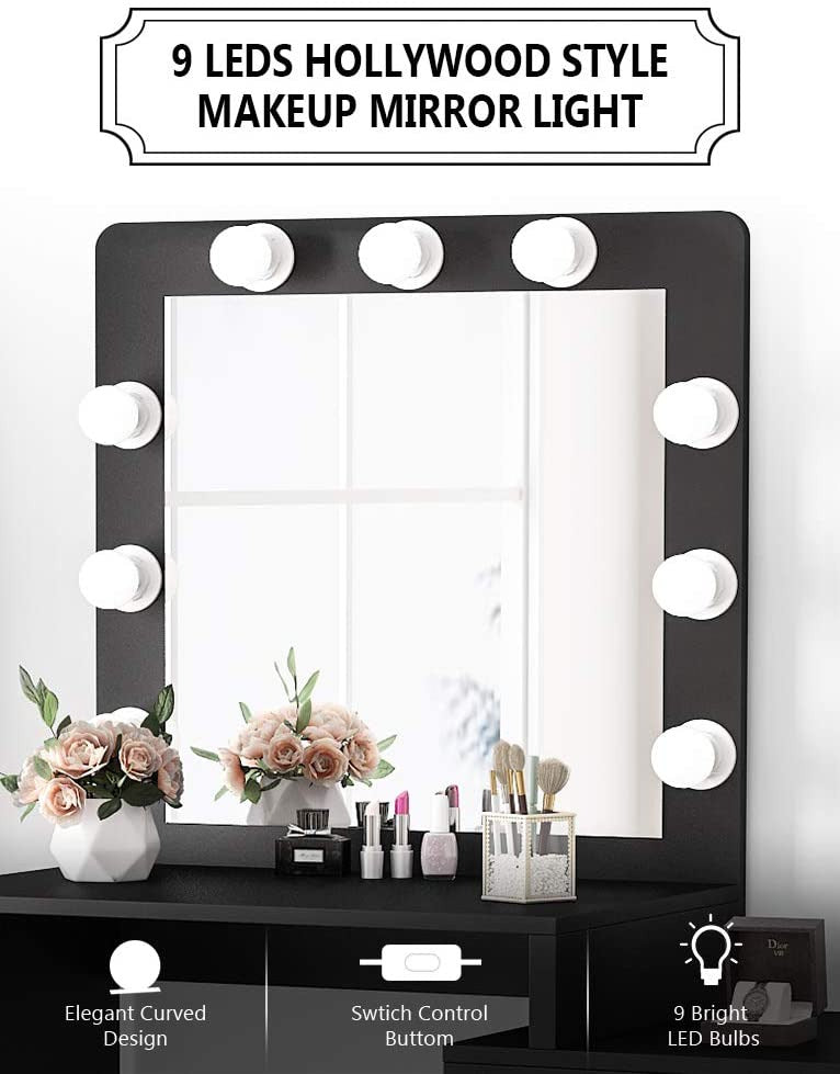Dressing Table: Dresser Desk for Women, Girls, Bedroom(Black)