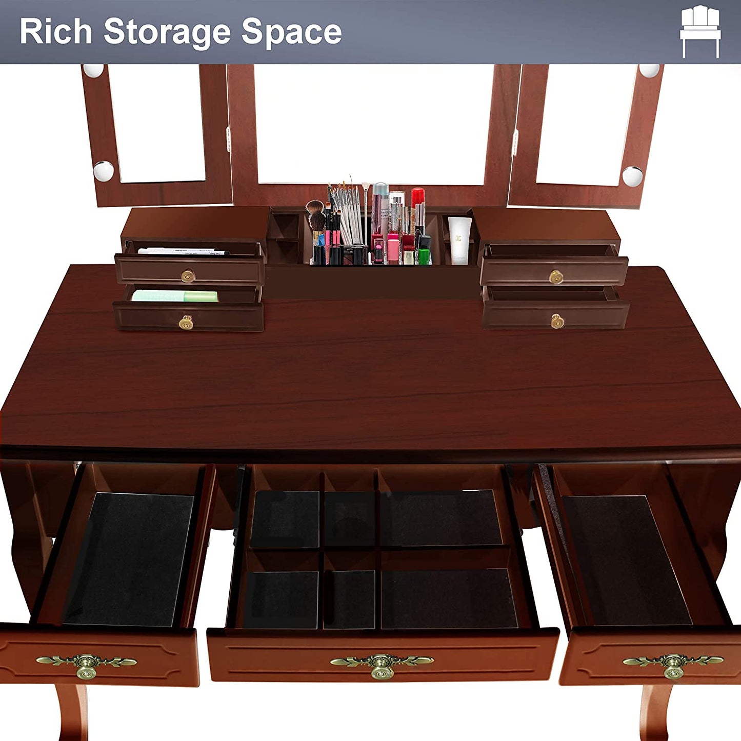 Dressing Table: Espresso & Bulb Dressing Table