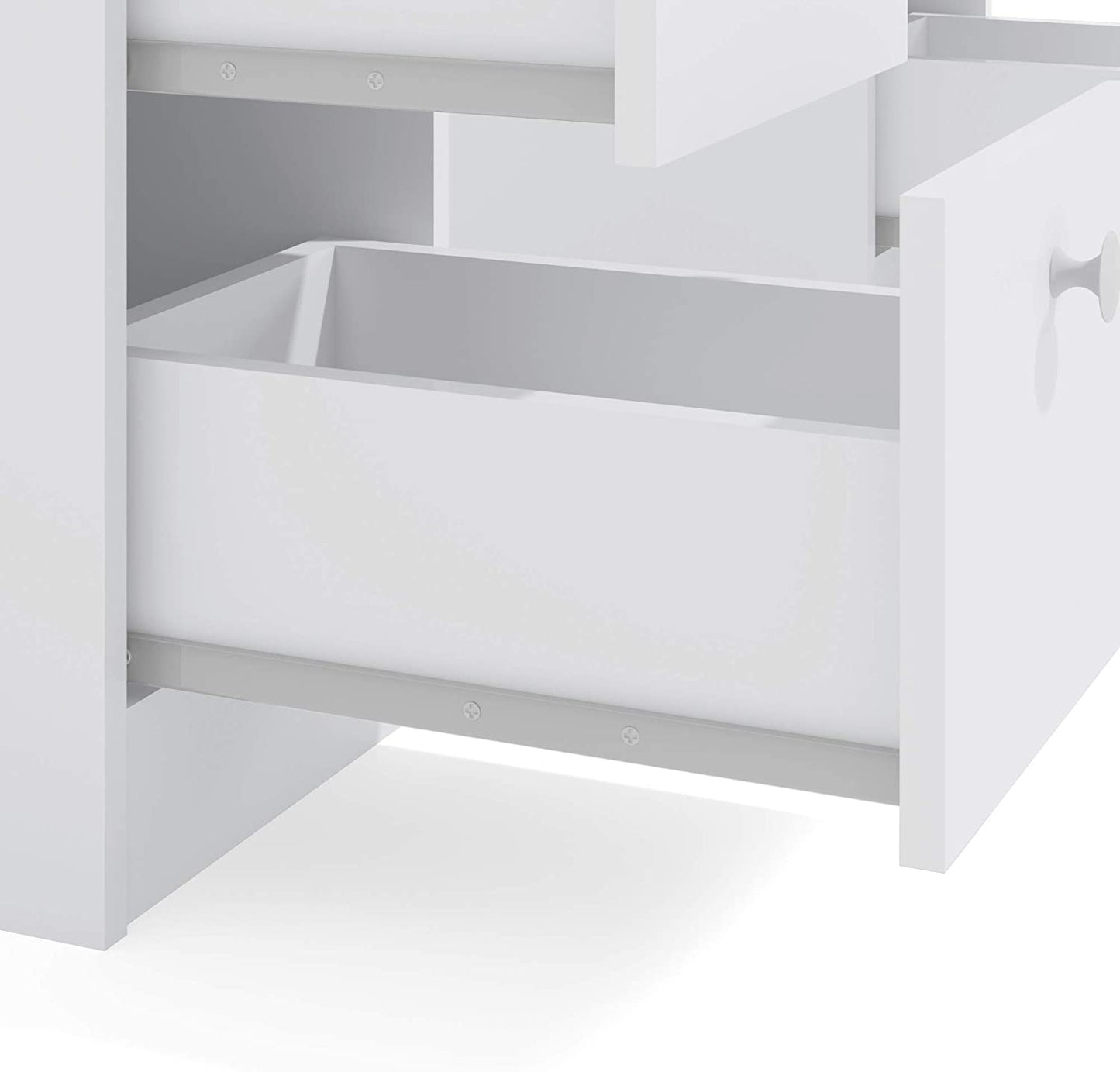 Dressing Table: Full Width Mirror White Dressing Table