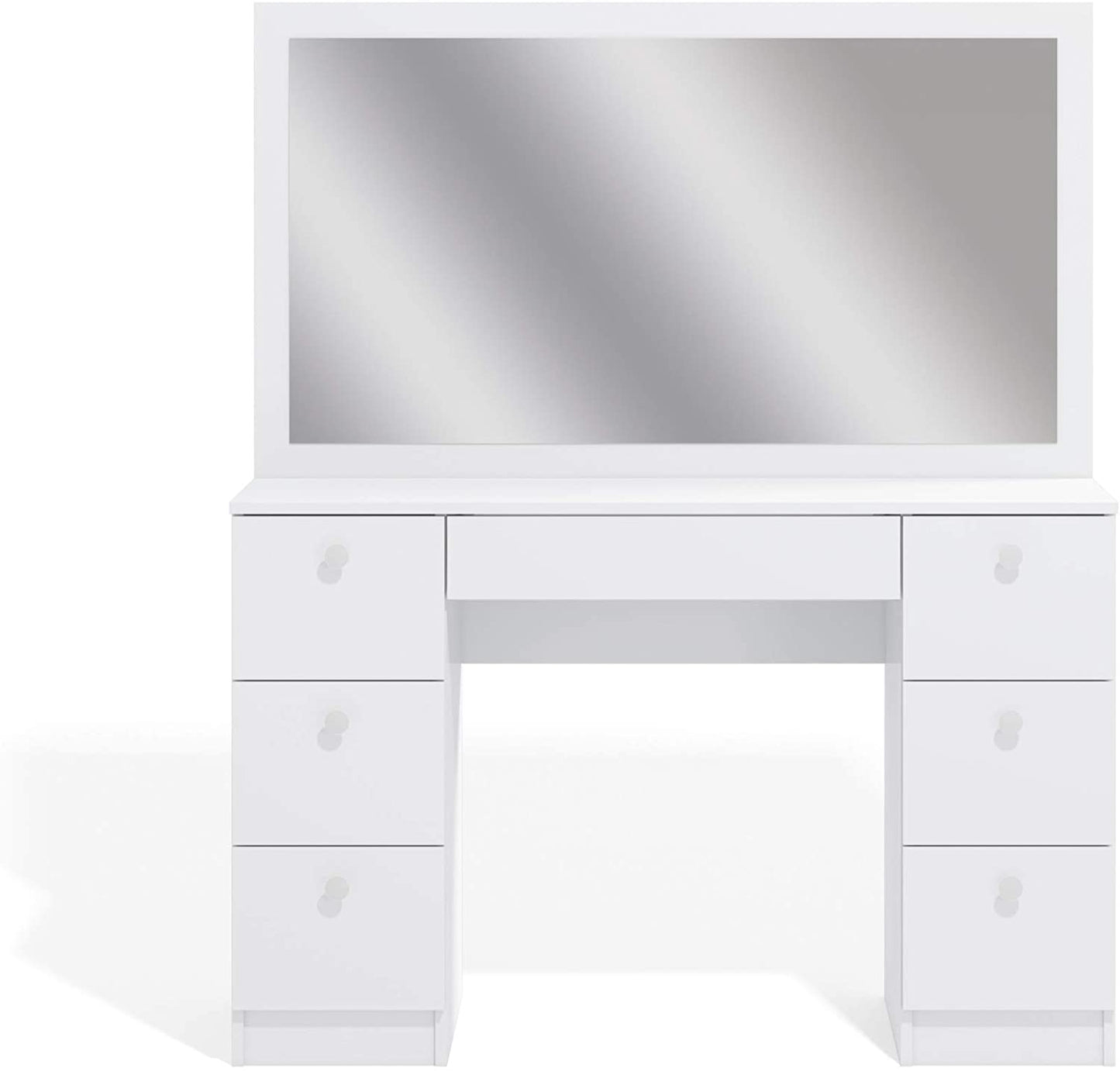 Dressing Table: Full Width Mirror White Dressing Table