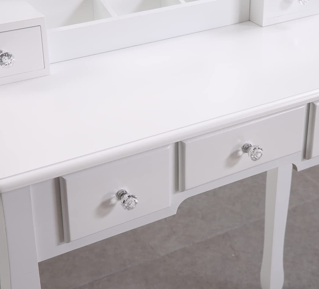 Dressing Table : Makeup Table & Cushioned Stool with 5 Drawers