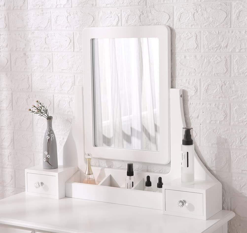 Dressing Table : Makeup Table & Cushioned Stool with 5 Drawers
