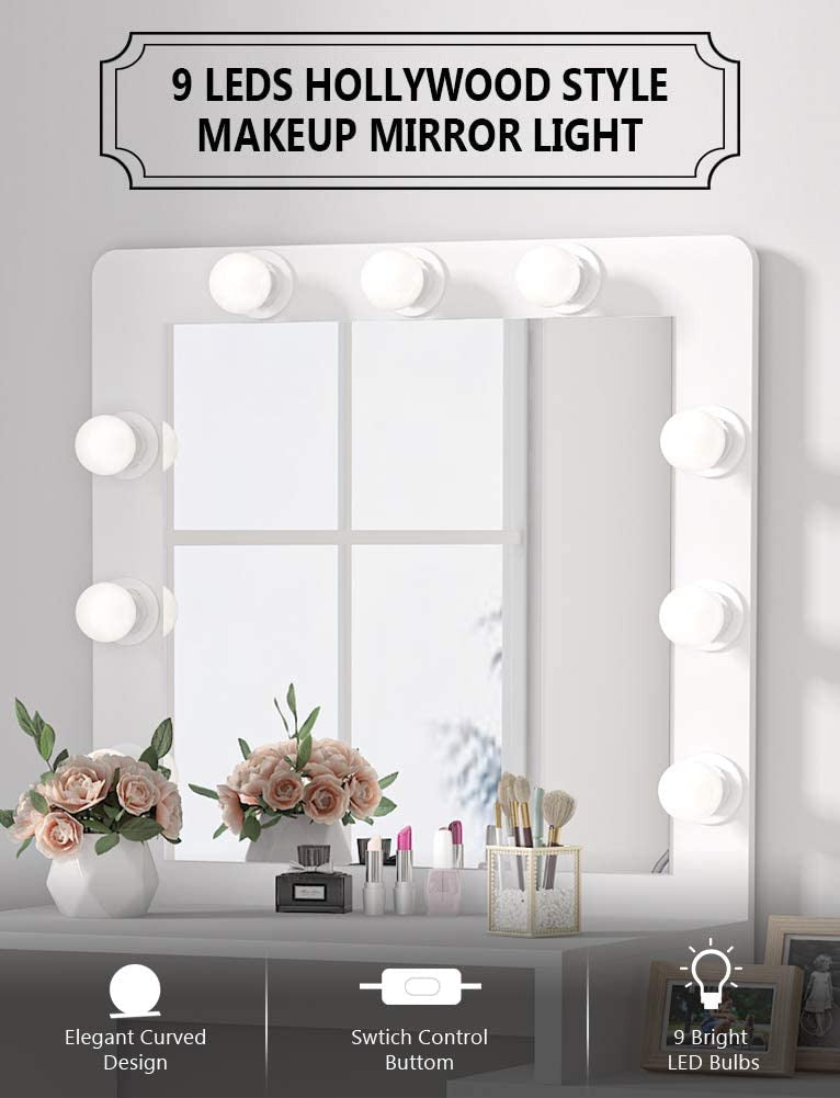 Dressing Table : Makeup Table with 3 Storage Drawers (White)