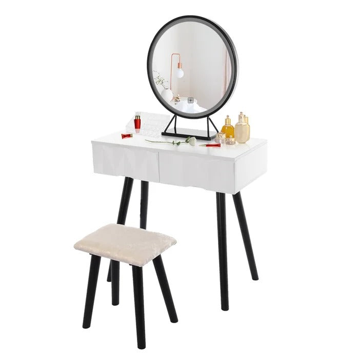 Dressing Table: Makeup Vanity Set with Stool and Mirror
