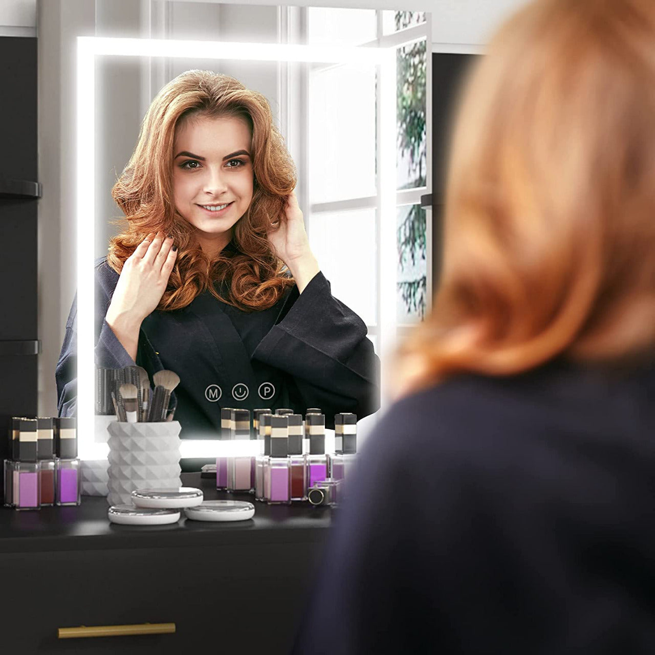 Dressing Table : Makeup Vanity Table with Touch Dimming Mirror