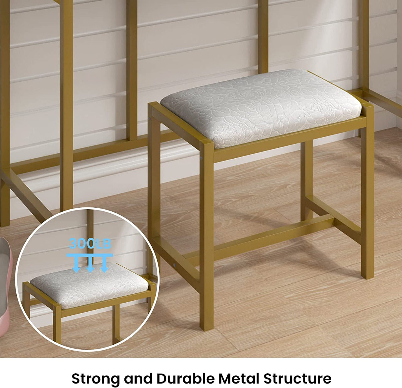Dressing Table : Makeup Vanity Table with Touch Dimming Mirror