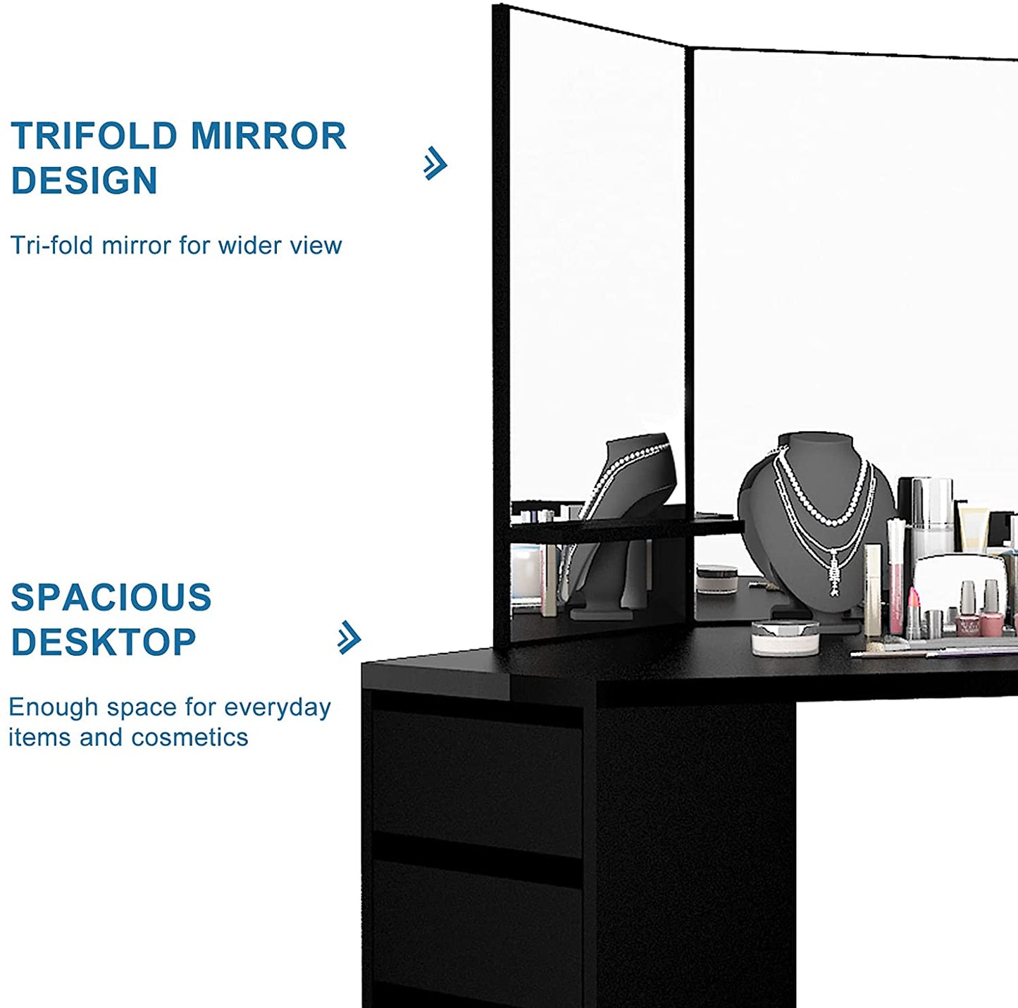 Dressing Table: Mirror Black Dressing Table