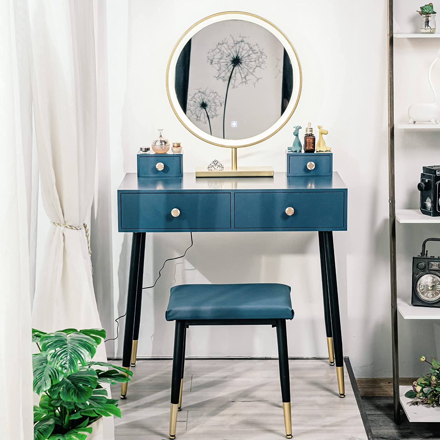 Mirror Navy Blue Dressing Table Chair Dietwulf Corner Space Vanity Set With Mirror Solid Wood Vanity Mirror Navy Blue Dressing Table Chair Dietwulf Corner Space Vanity Set With Mirror Solid Wood Vanity