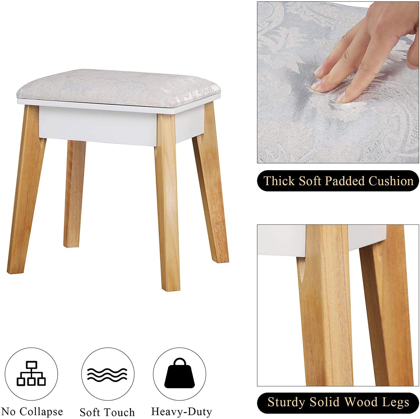 Dressing Table: Round Mirror White Dressing Table