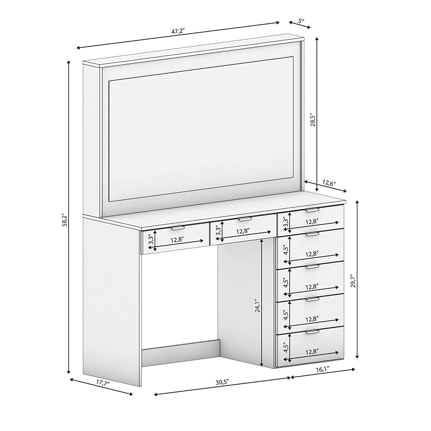 Dressing Table: Smoked White Dressing Table