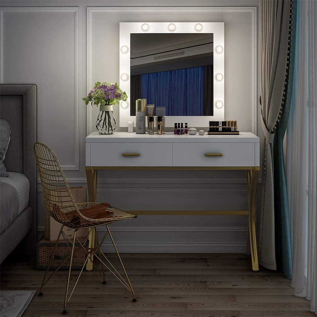Dressing Table : Vanity Dressing Table with 9 Lights and 2 Drawers