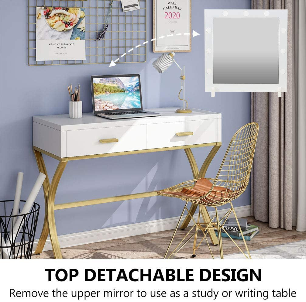 Dressing Table : Vanity Dressing Table with 9 Lights and 2 Drawers