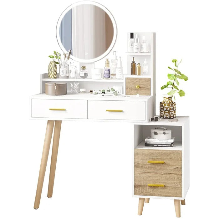 Dressing Table: Vanity Mirror With Lights And Table Set