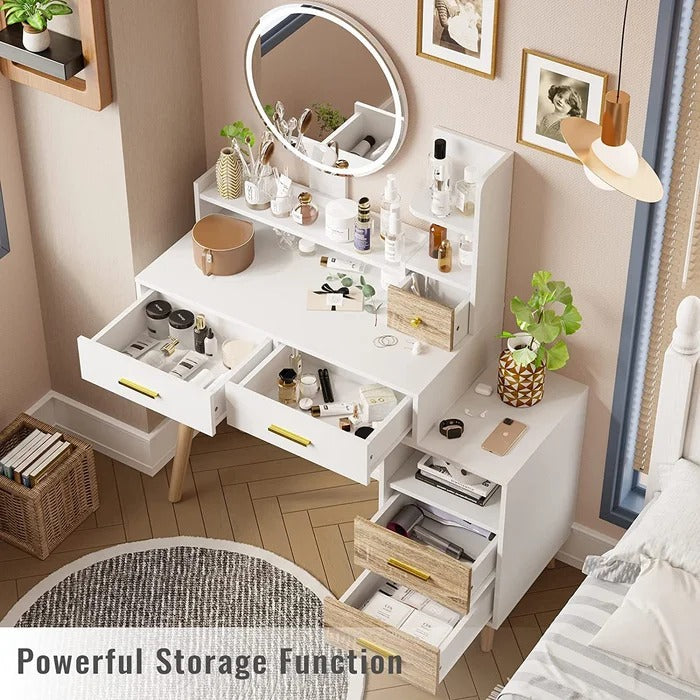Dressing Table: Vanity Mirror With Lights And Table Set