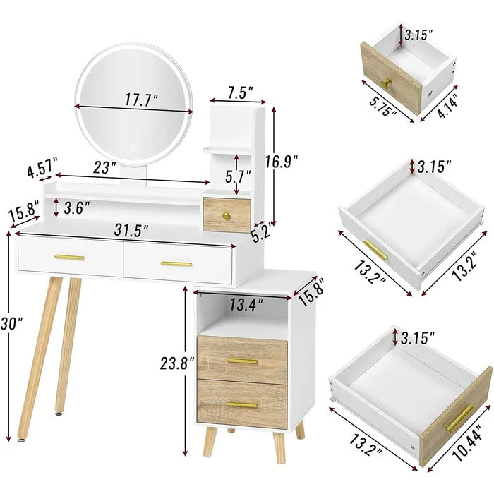 Dressing Table: Vanity Mirror With Lights And Table Set
