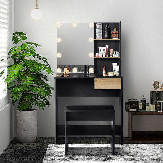 Dressing Table : Vanity Set with Lighted Mirror Dressing Table with Stool