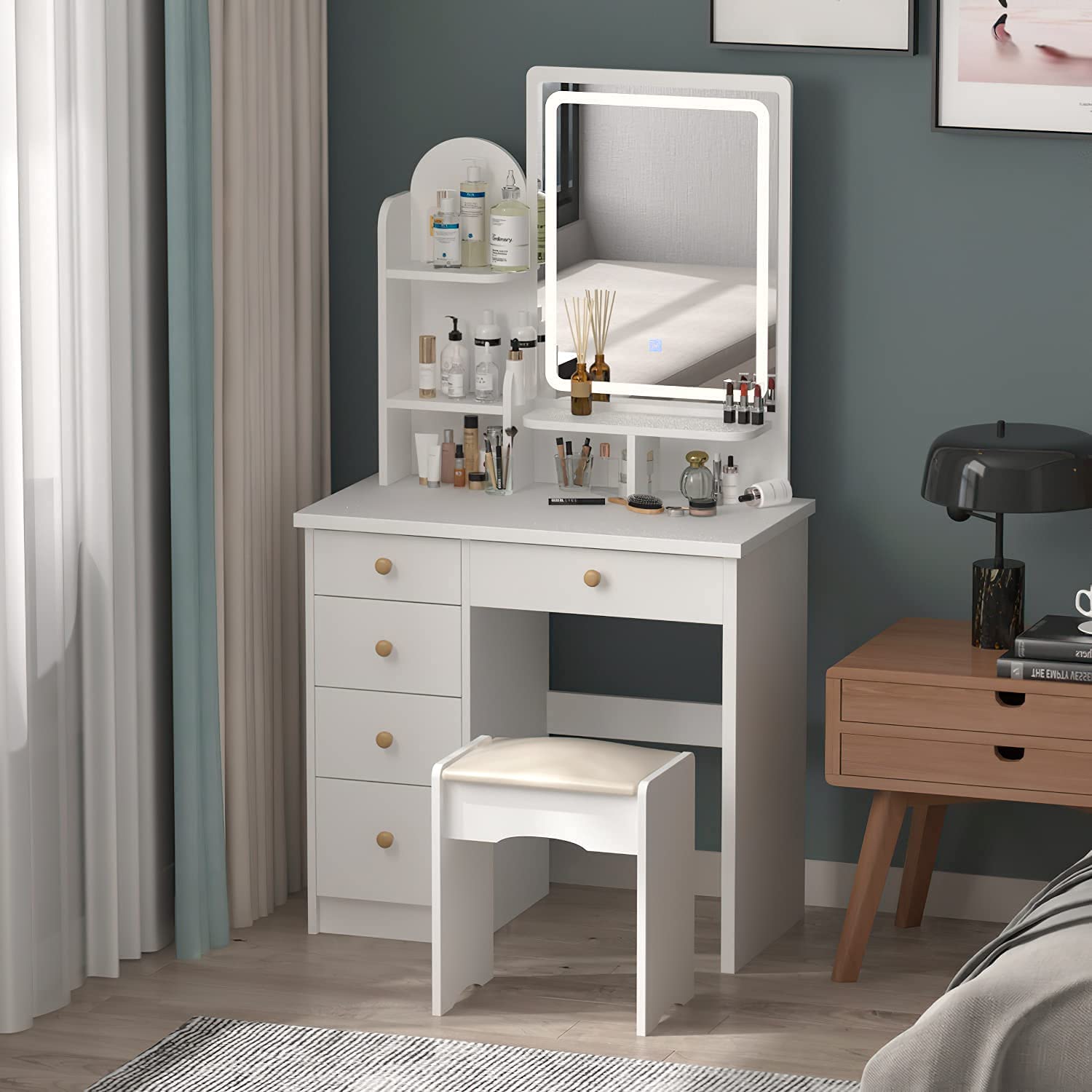 modern dressing table for sale Modern Dressing Table with Mirror & Light| Homary