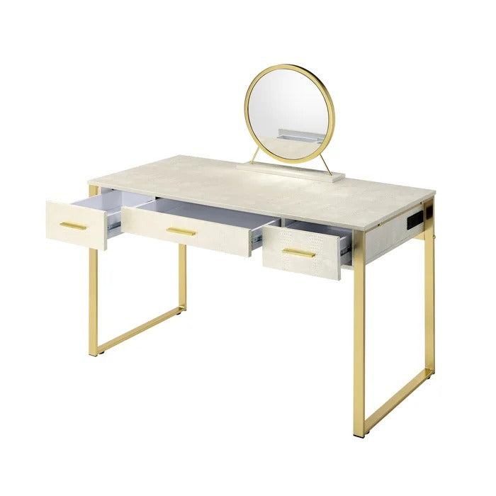 Dressing Table: White Vanity with Mirror