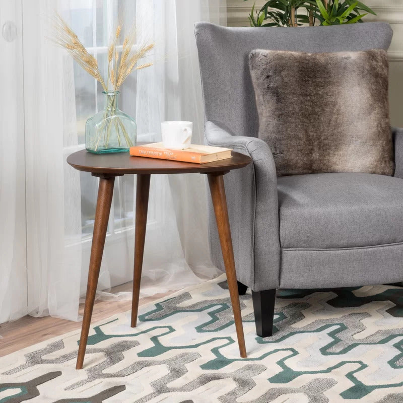 End Tables: Solid Wood 3 Legs End Table