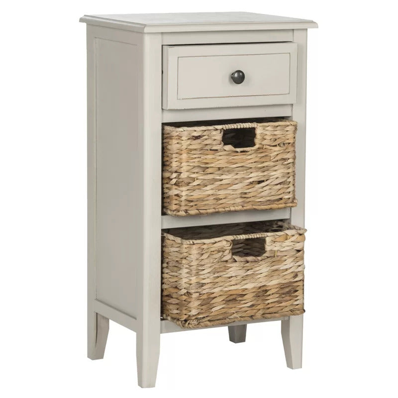 End Tables: Solid Wood End Table with Storage