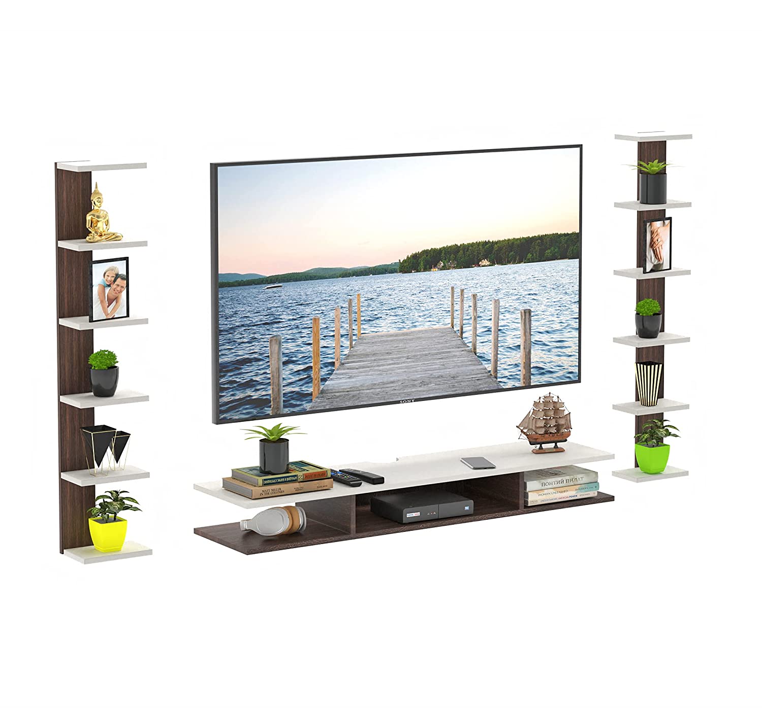 Wall Mount TV Unit: Engineered Wood Tv Entertainment Wall Unit