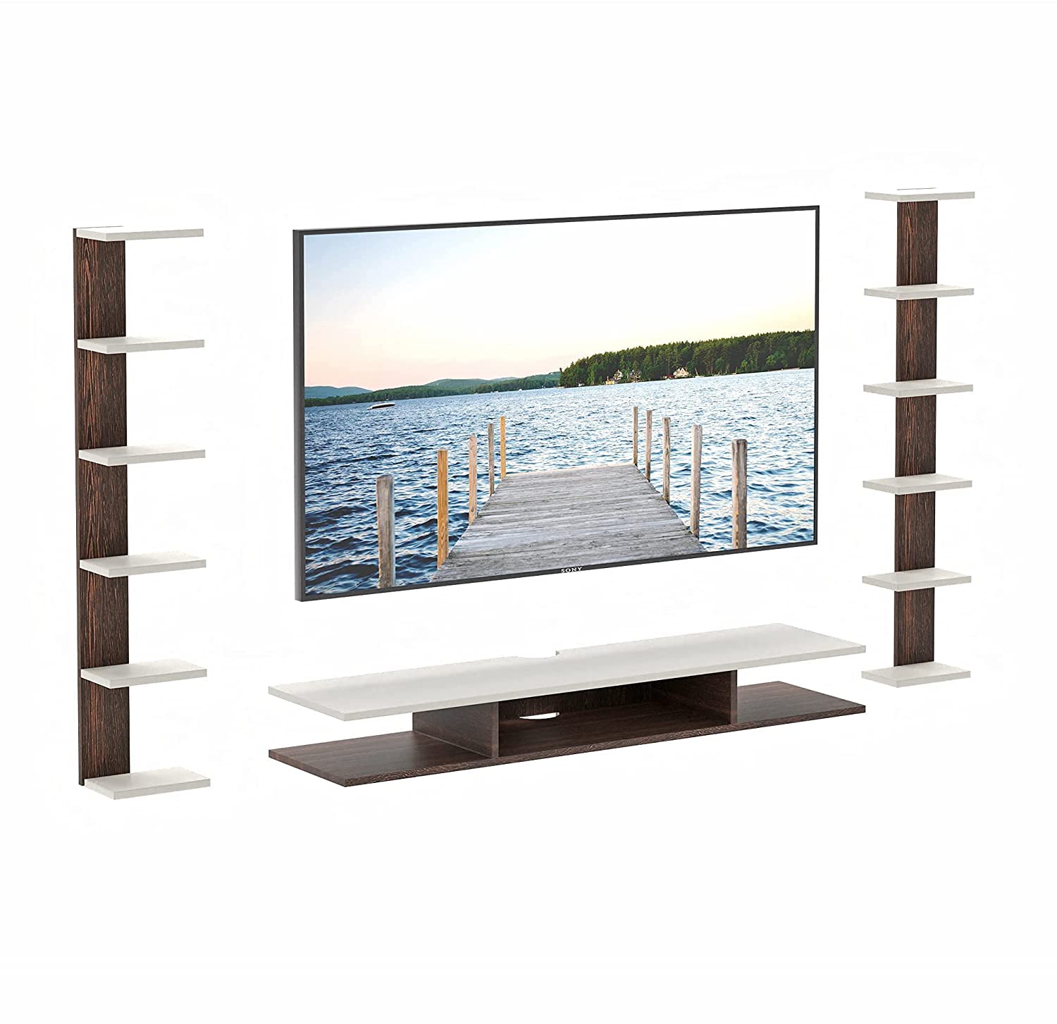 Wall Mount TV Unit: Engineered Wood Tv Entertainment Wall Unit