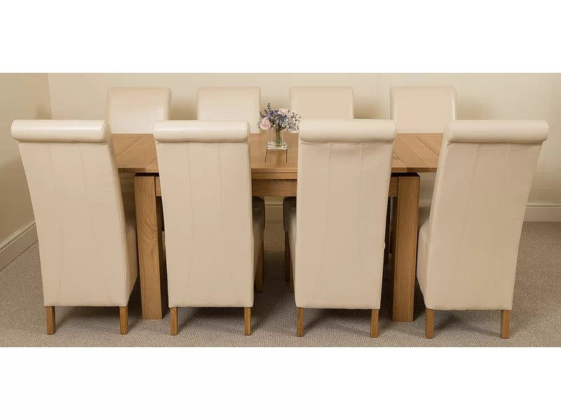 8 Seater Dining Set: Extendable Solid Oak Dining Set